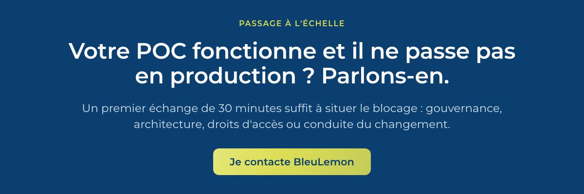 Bandeau : votre POC fonctionne et il ne passe pas en production, échanger avec BleuLemon.